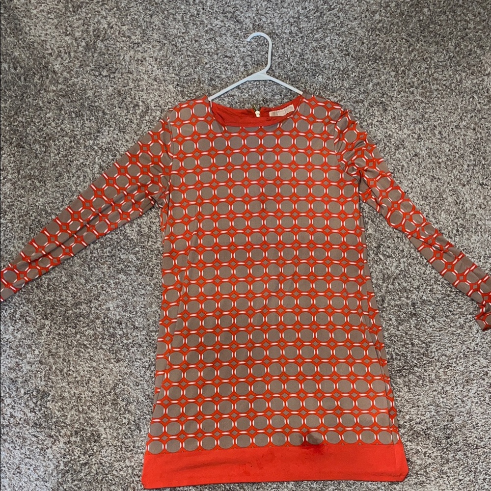 Michael Kors Red and Gray Midi Dress